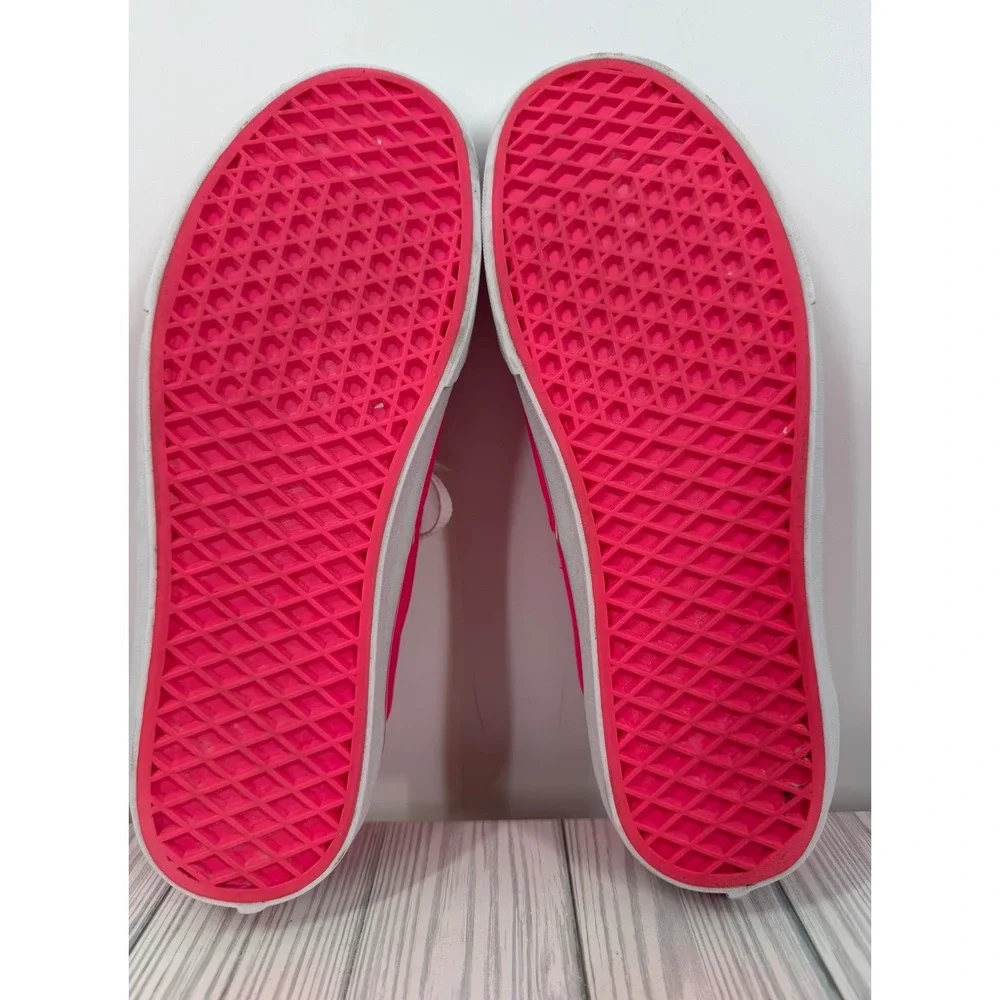 Vans Authentic Neon Pink Canvas Low Top Skate Shoes Mens Size 10